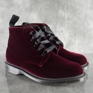 Dr. Martens Maroon Velvet Boots